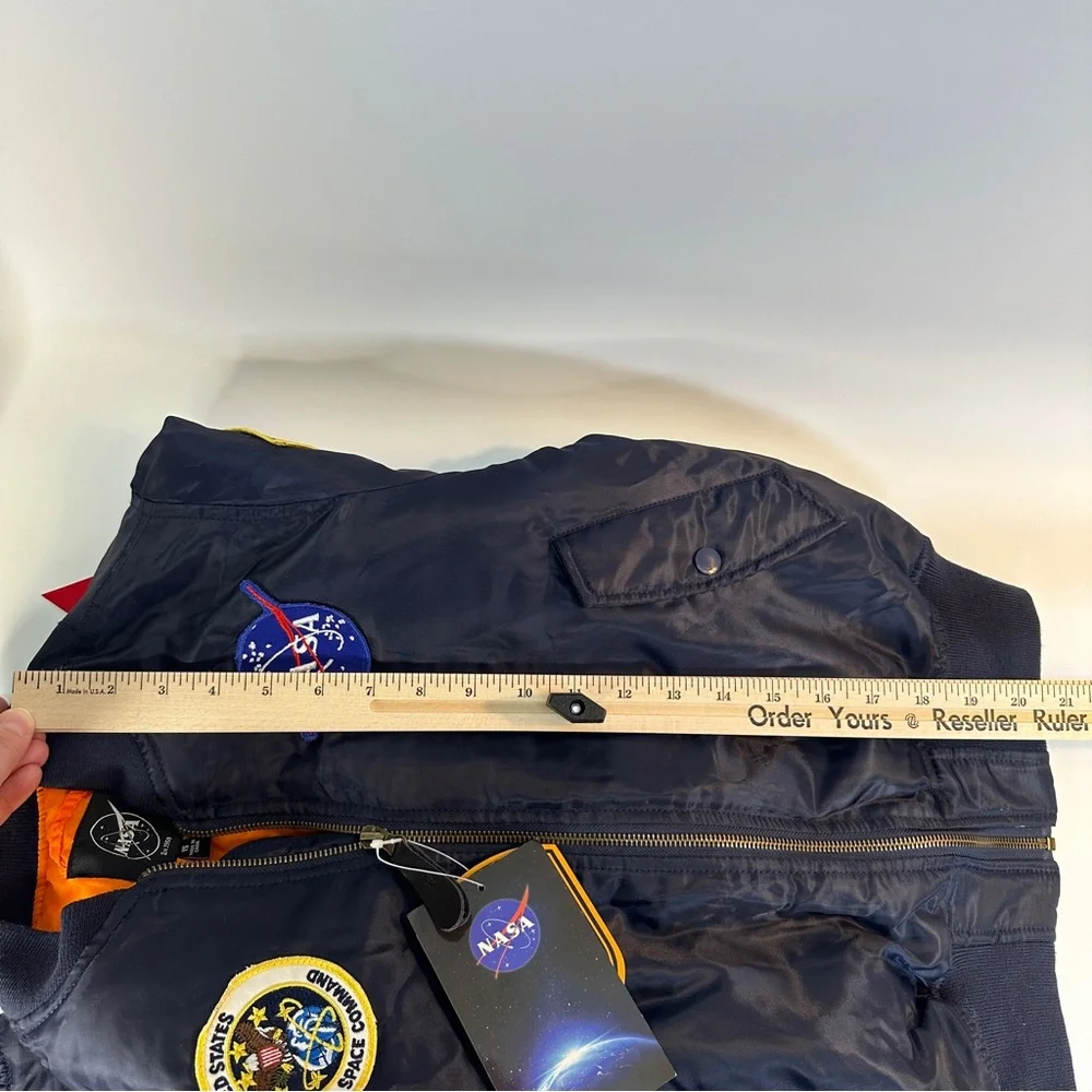 NWT NASA MA-1 Flight Jacket Bravo Series by Burks Bay Navy Bomber Unisex Youth S